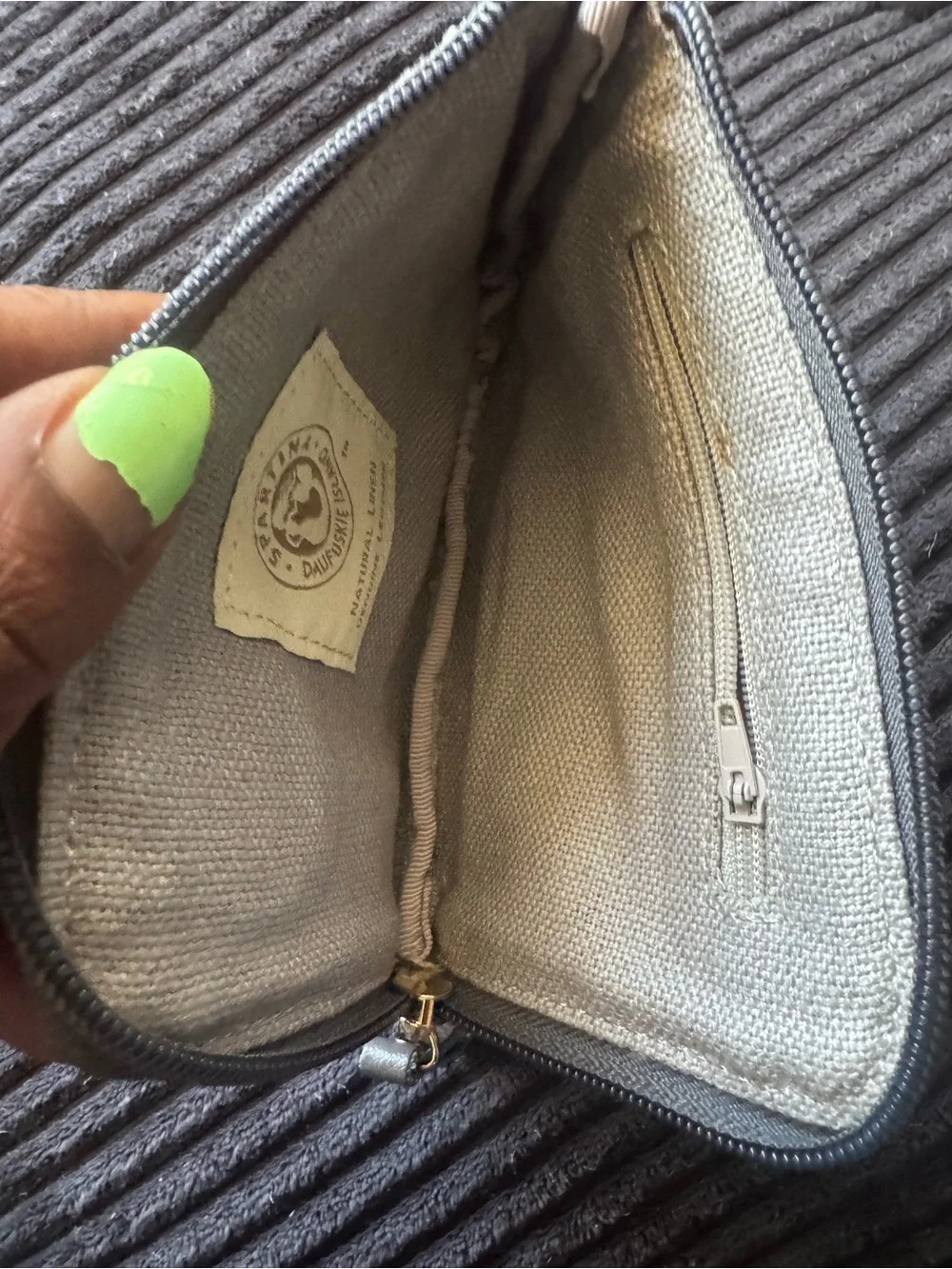 Spartina 449 Natural Linen coin wallet change purse in Light Gray